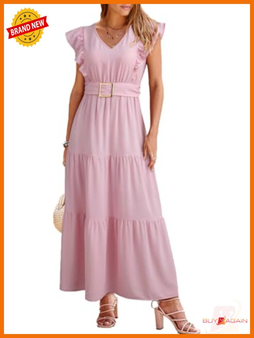 Women's Maxi Dress V-Neck Cap Sleeve Ruched Empire Waist Cocktail Wedding Guest